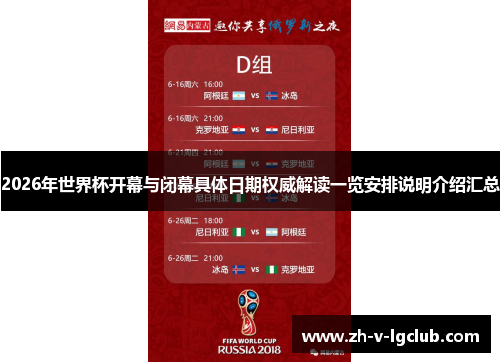 2026年世界杯开幕与闭幕具体日期权威解读一览安排说明介绍汇总