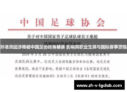 孙准浩因涉赌被中国足协终身禁赛 影响其职业生涯与国际赛事资格